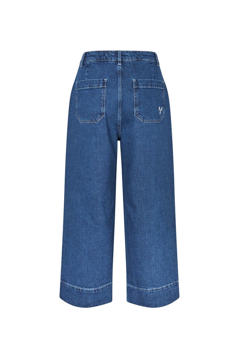 Mid-Rise Wide-Leg Cropped Jeans, Alternate, color, Blue Denim