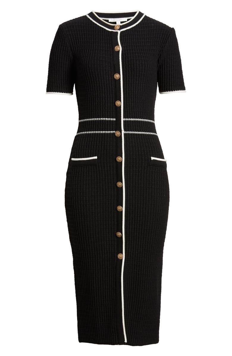 ZOE AND CLAIRE Tipped Button Front Midi Sweater Dress, Alternate, color, Black