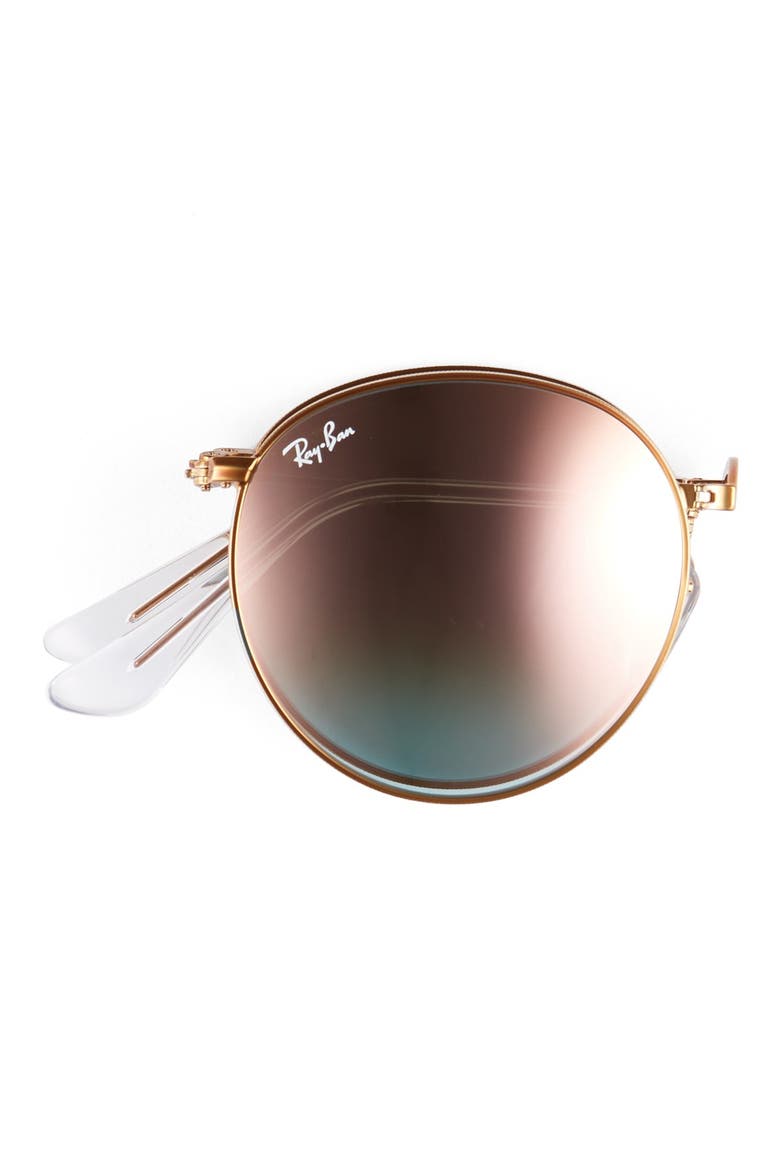 Icons 53mm Folding Round Sunglasses, Alternate, color, COPPER FLASH