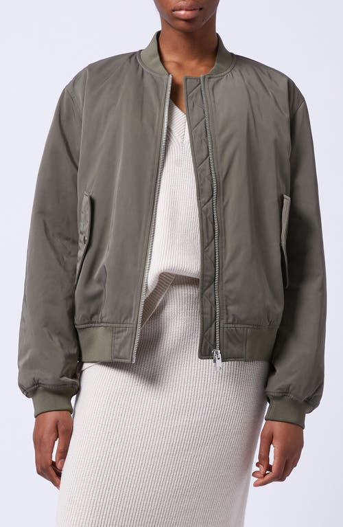 French Connection Behati Bomber Jacket in 30-Dusted Khaki 