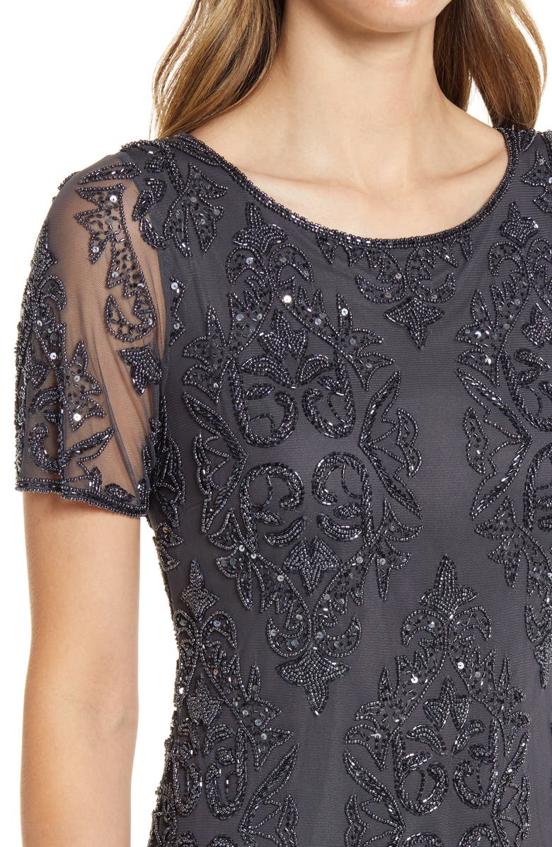 Pisarro Nights Beaded Cocktail Midi Dress, Alternate, color, 