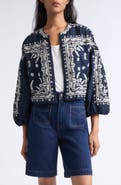 Veronica Beard Drake Embroidered Bandana Print Cotton Blend Jacket
