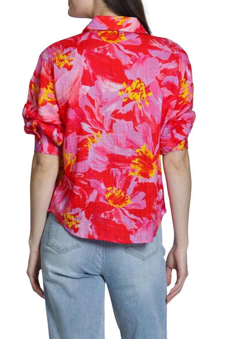 Floral Blouson Sleeve Button-Up Shirt, Alternate, color, PINK MULTI
