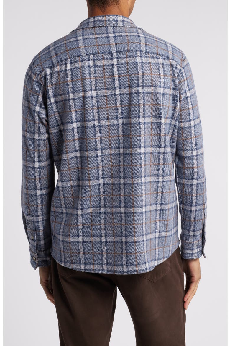 Windowpane Brushed Cotton Blend Button-Up Shirt, Alternate, color, BLUE