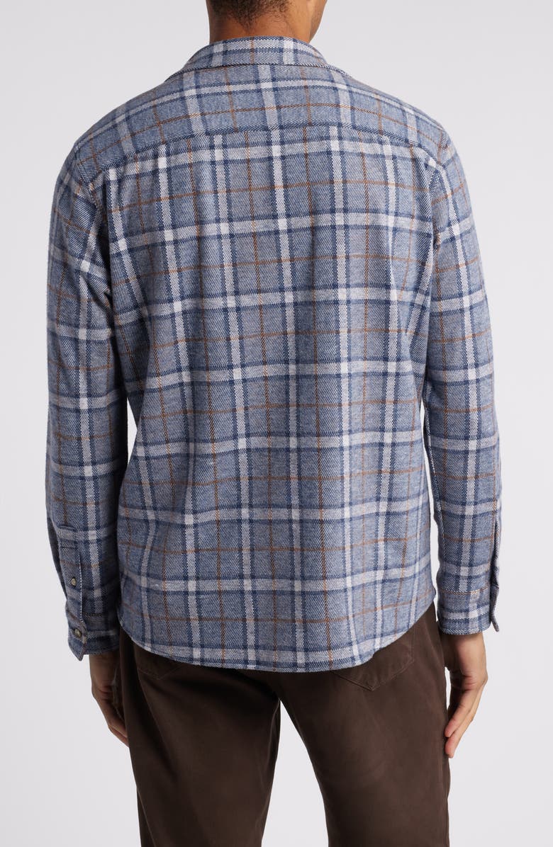 Johnston & Murphy Windowpane Brushed Cotton Blend Button-Up Shirt, Alternate, color, Blue