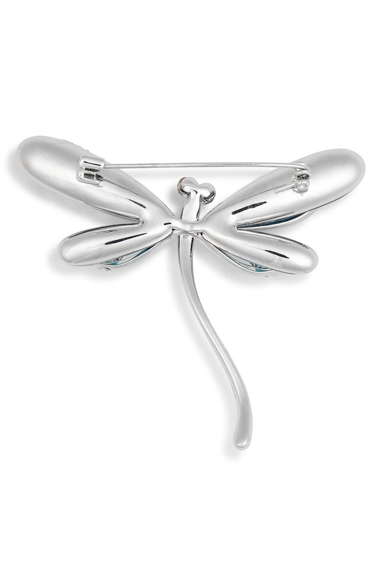 EYE CANDY LOS ANGELES Azalea Dragonfly Brooch, Alternate, color, Silver