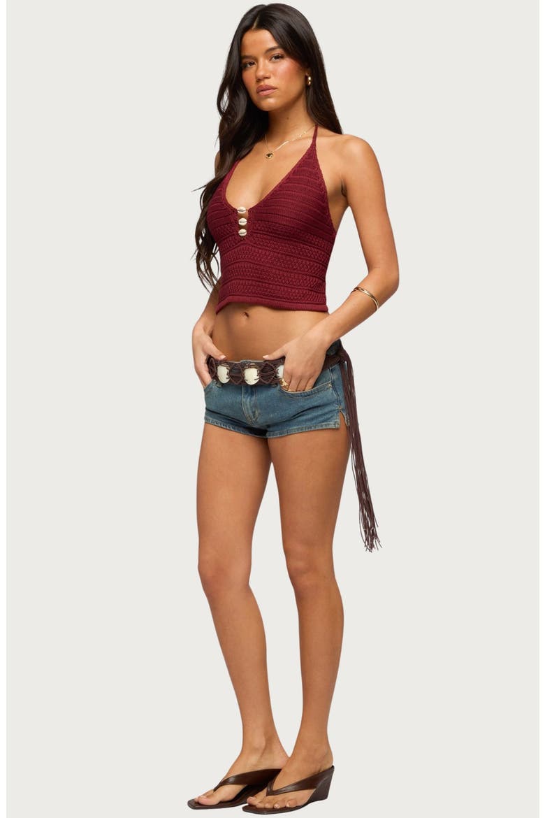 Backless Coastal Charm Neck Top, Alternate, color, MAROON
