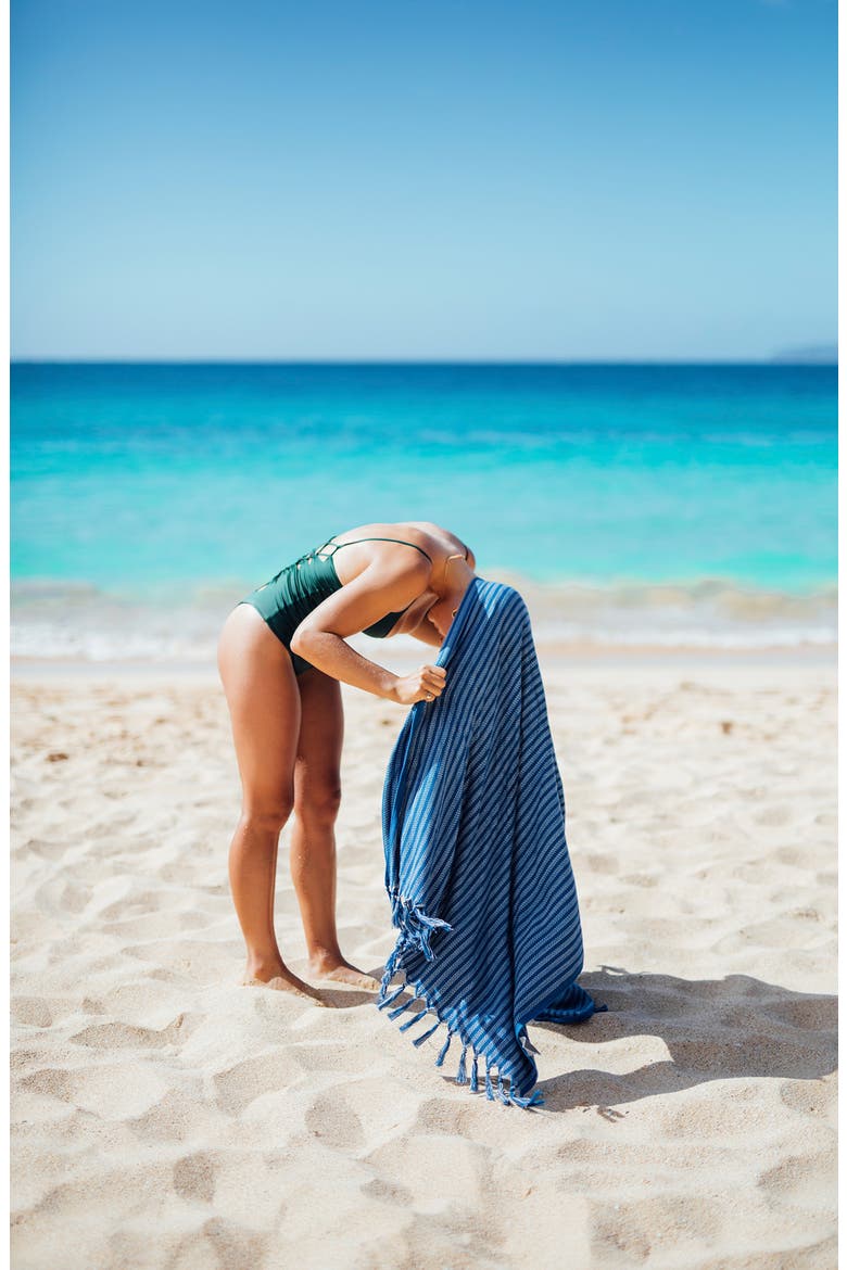 Koko Striped Turkish Cotton Towel, Alternate, color, NAVY