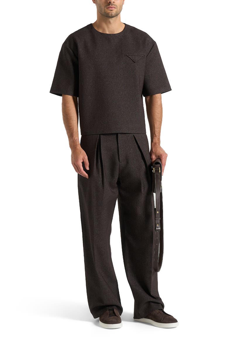 Leon Boxy Cropped Hatched T-Shirt, Alternate, color, Brown