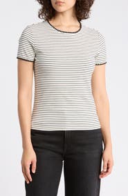 T Tahari Short Sleeve Shell Stitched T-Shirt