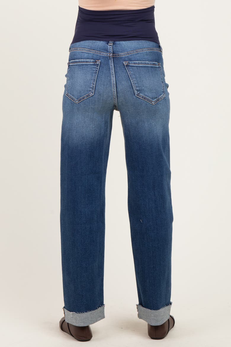 Wash Maternity Dad Jean With Cuffed Hem, Alternate, color, Navy Blue