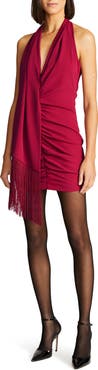 HALSTON Pamela Halter Fluid Crepe Cocktail Minidress