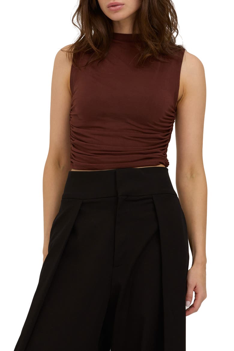 Wyatt Ruched Side Tank, Main, color, DARK MOCHA
