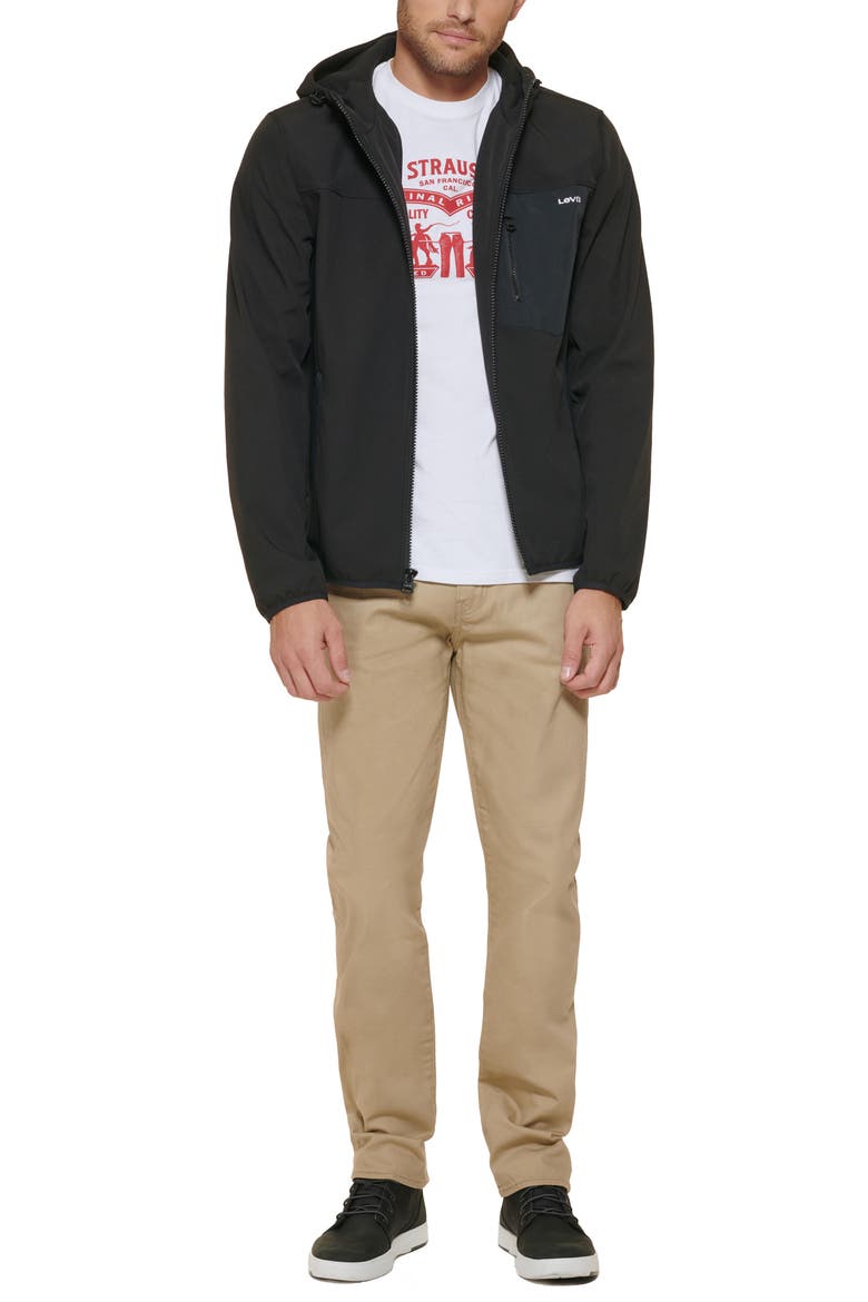Levi's® Performance Hooded Rain Jacket, Alternate, color, BLACK