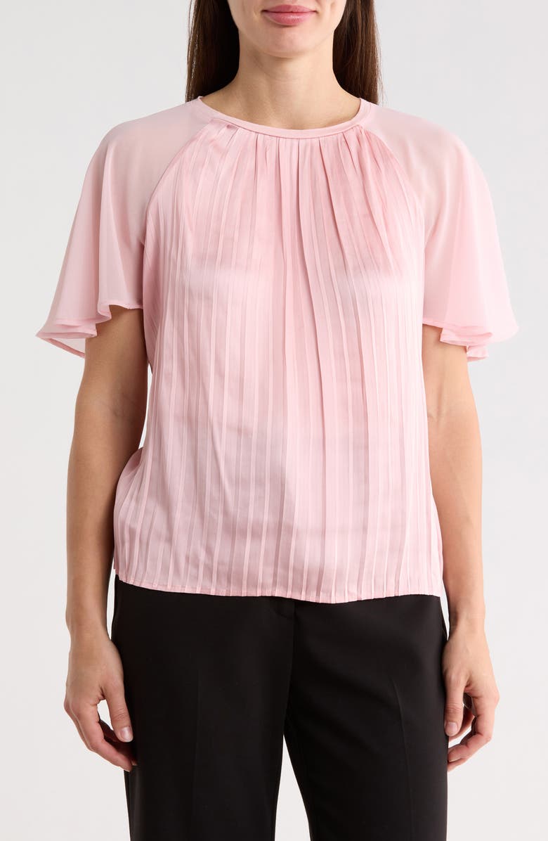 KAY UNGER SPORTSWEAR Pleated Top, Main, color, Pale Pink