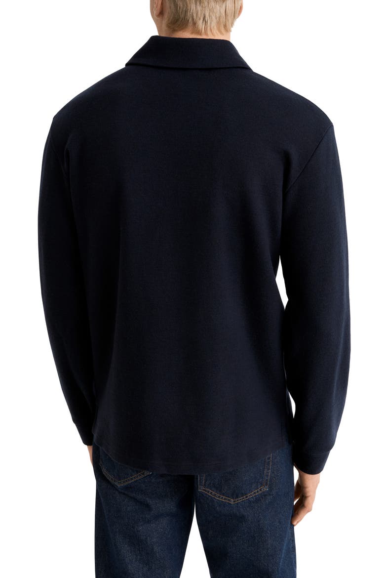 Boiled Wool Long Sleeve Polo, Alternate, color, NAVY