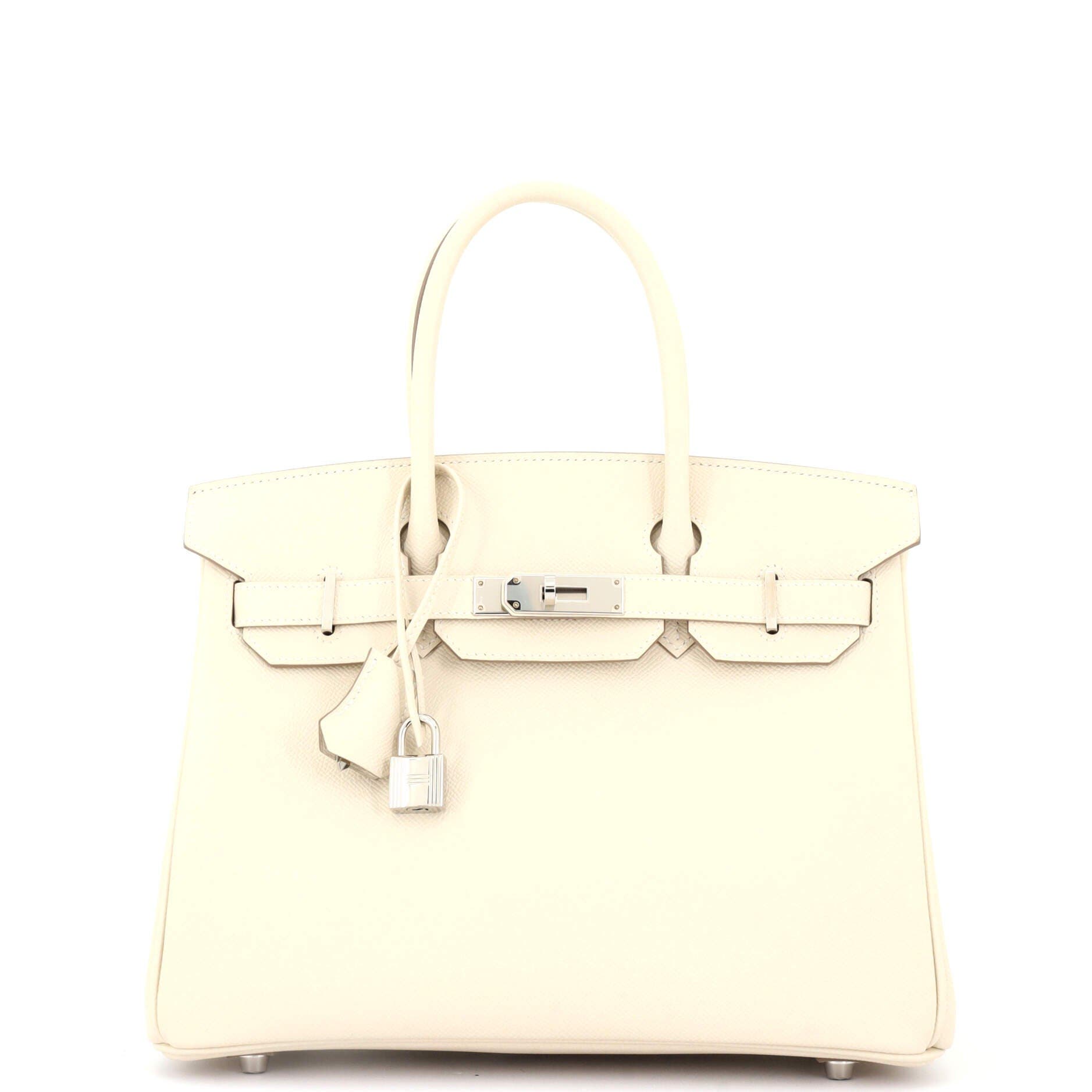 Pre-Owned Hermes Birkin Handbag Light Epsom with Palladium Hardware 30, Main, color, 