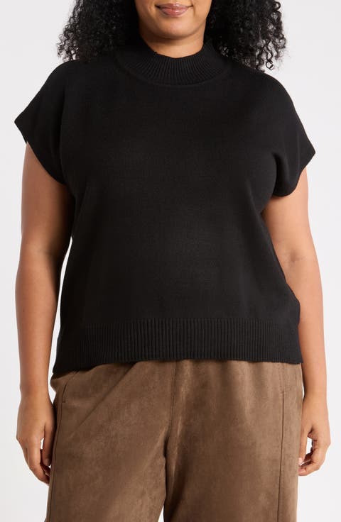 Mock Neck Short Sleeve Sweater