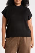 MAX STUDIO Mock Neck Short Sleeve Sweater