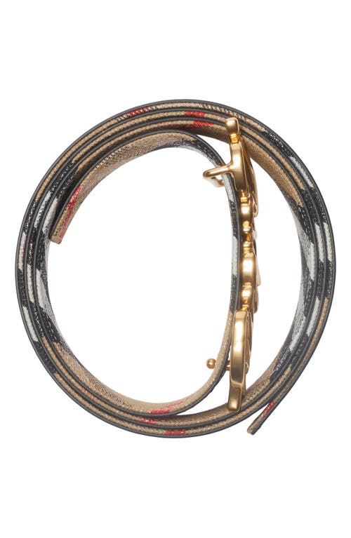 Burberry Reversible Script Logo Belt In Sand Check/black