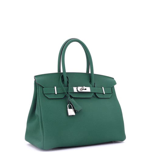 Pre-owned Hermes Hermes Birkin Handbag Green Togo With Palladium Hardware 30 In Green