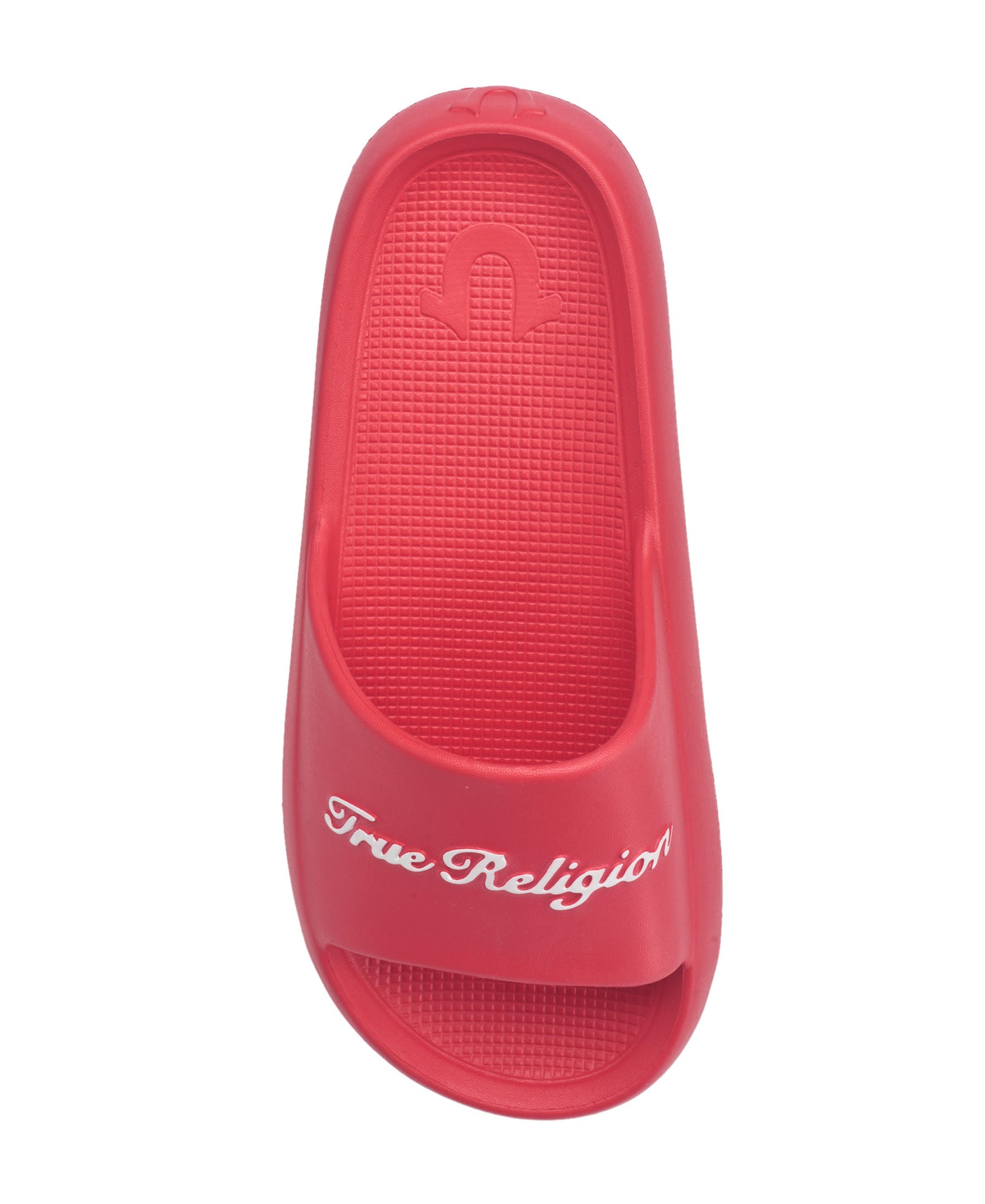 True Religion Foxy Logo Slide, Alternate, color, Red