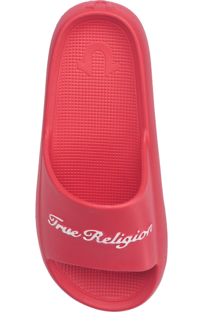 True Religion Foxy Logo Slide, Alternate, color, Red