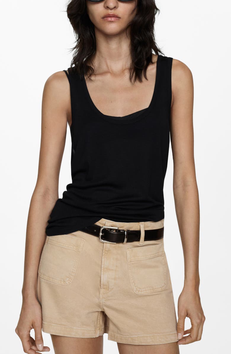 MANGO Patch Pocket Denim Shorts, Alternate, color, 