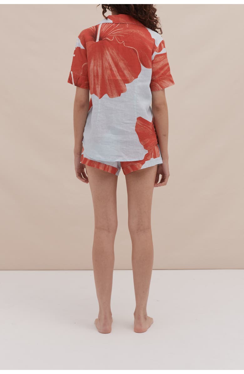 Desmond & Dempsey Short Sleeve Pajama Set, Alternate, color, Grand Hibiscus Blue/Red