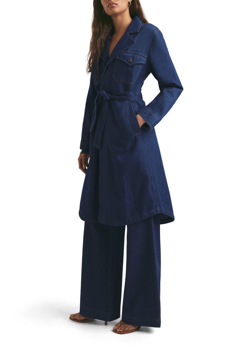 The Boulevard Denim Trench Wrap Coat, Alternate, color, ROME
