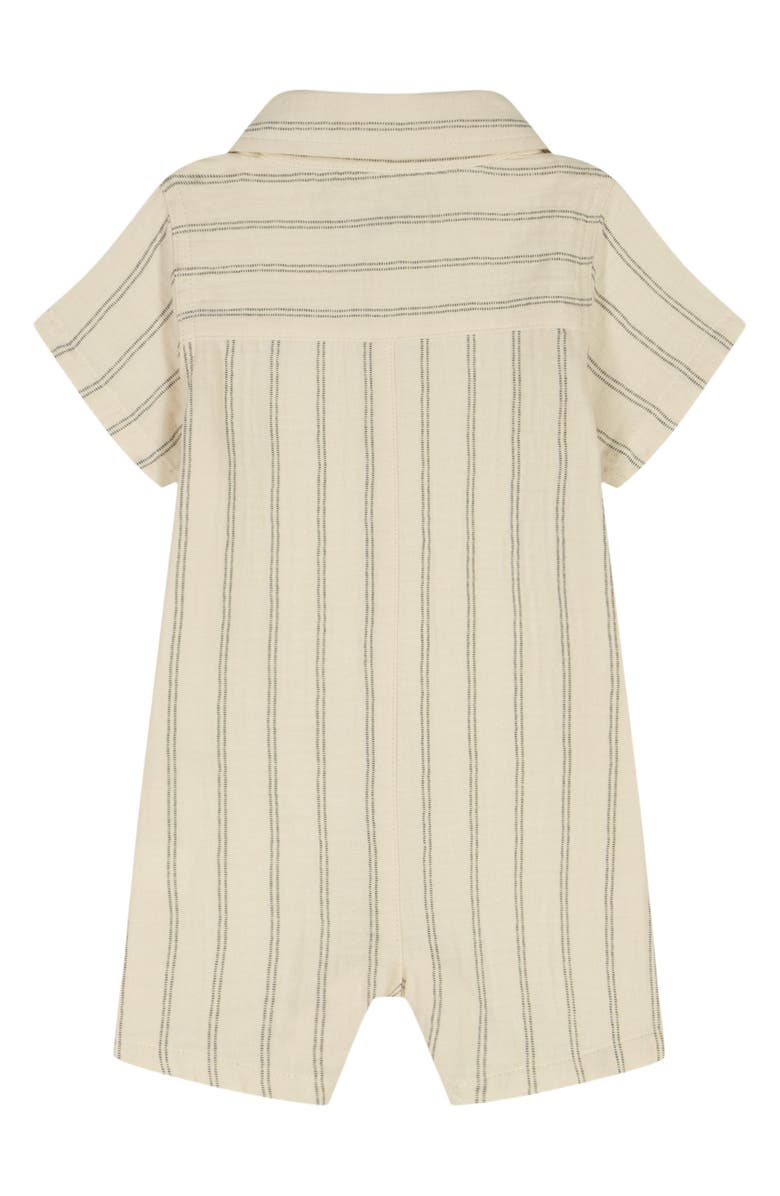 Calvin Klein Kids' Striped Short Sleeve Romper, Alternate, color, Ivory Stripe