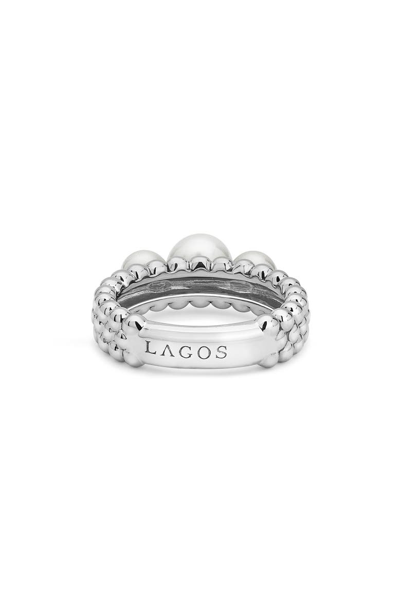 Luna Pearl Caviar Band Ring, Alternate, color, SILVER/ PEARL