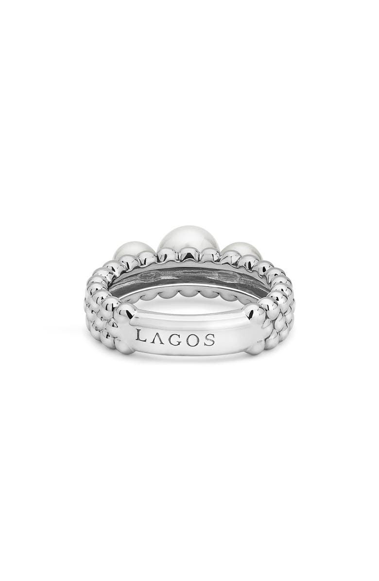 LAGOS Luna Pearl Caviar Band Ring, Alternate, color, Silver/ Pearl