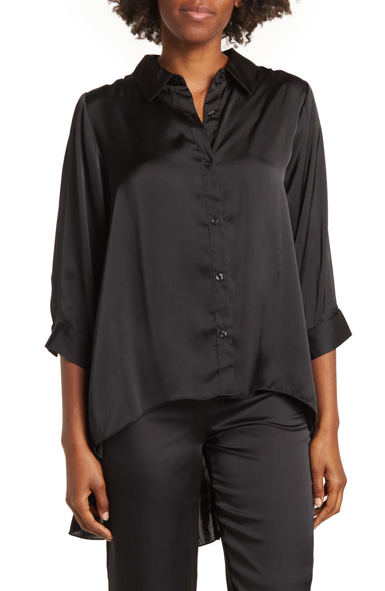 BY DESIGN Louisiana High/Low Blouse, Main, color, Black