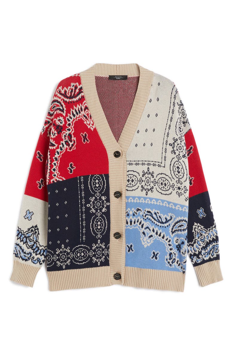 Weekend Max Mara Baobab Mixed Print Cotton Cardigan, Alternate, color, 