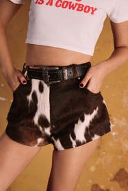 NASTY GAL Limited Cow Hide Leather Shorts