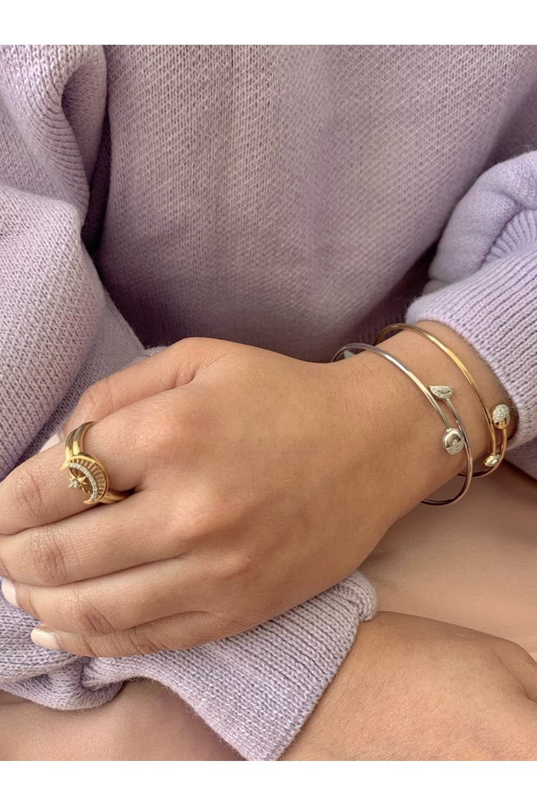 Moon Stages Sterling Silver Diamond Adjustable Bangle, Alternate, color, 14KT Gold Vermeil on Sterling