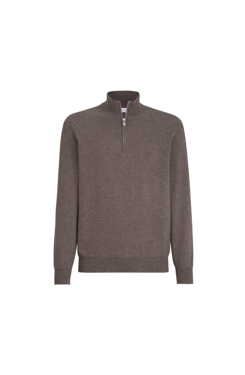 Cashmere sweater with half zip