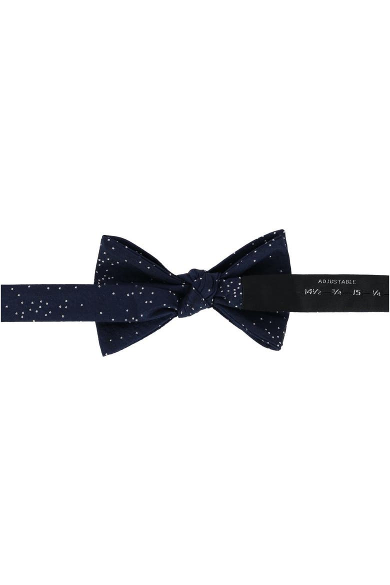 Mystere Metallic Star Light Silk Bow Tie, Alternate, color, Navy