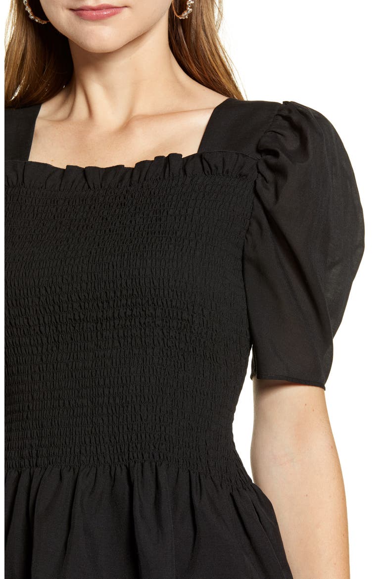 Square Neck Smock Top, Alternate, color, BLACK
