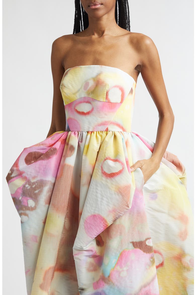 Moonshine Strapless Umbrella Gown, Alternate, color, LIMEADE MULTI