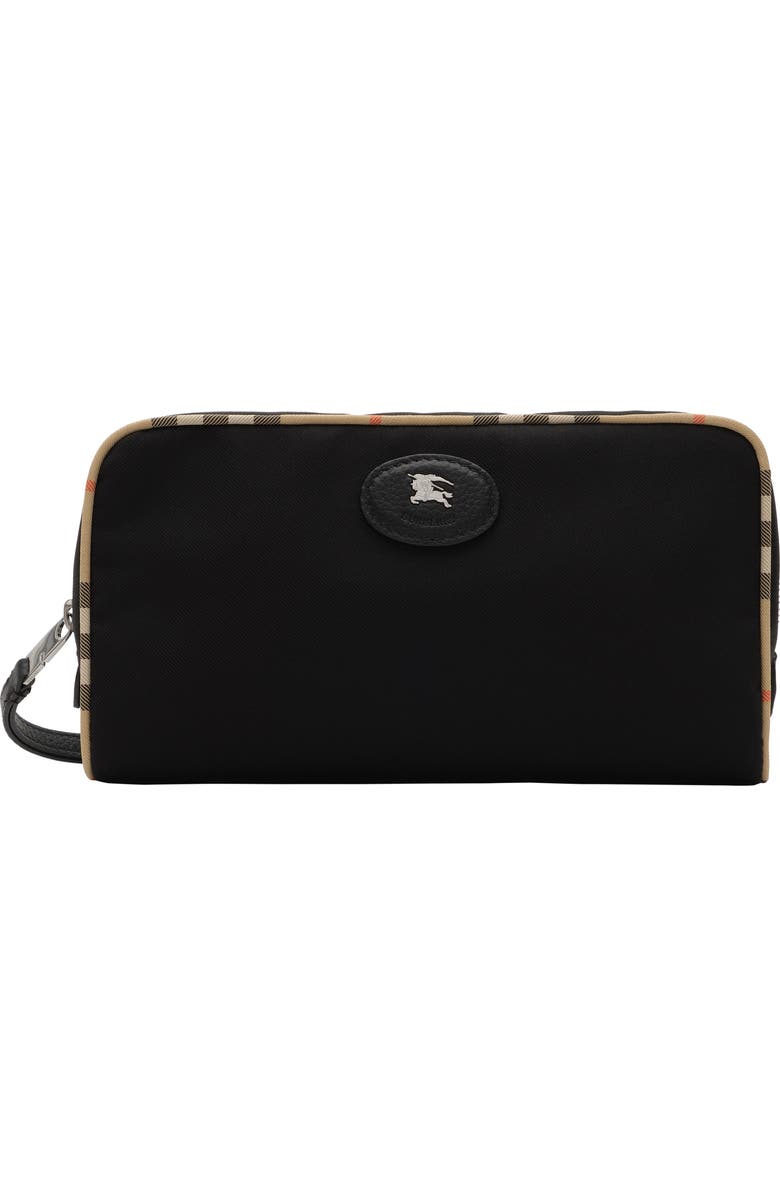 Burberry Medium Check Trim Travel Pouch, Main, color, Black