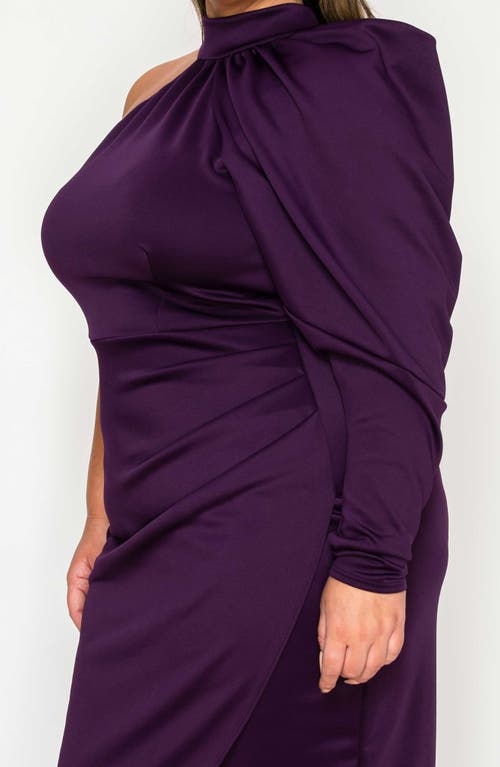 L I V D Gigi One-shoulder Long Sleeve Midi Dress In Blue