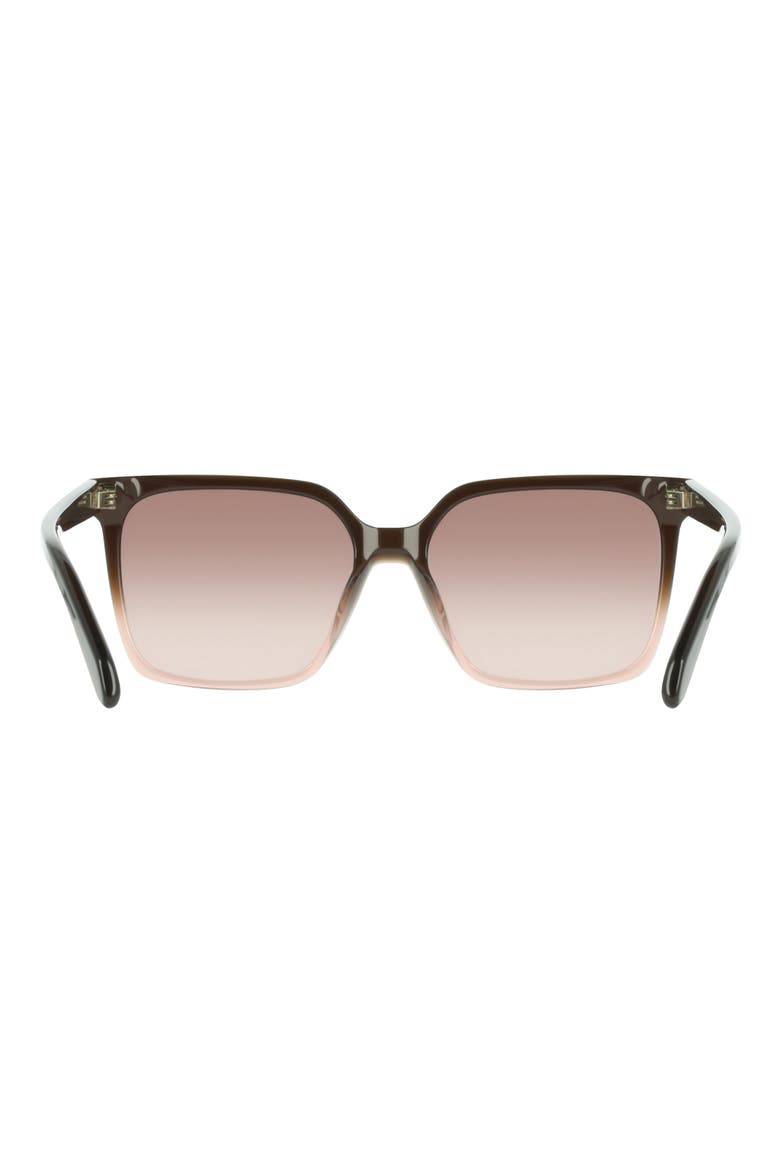 57mm Rectangle Sunglasses, Alternate, color, TRANSPARENT BROWN GRADIENT