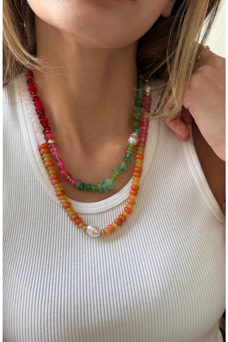 Harper Semiprecious Stone Layered Necklace, Alternate, color, WHITE MULTI
