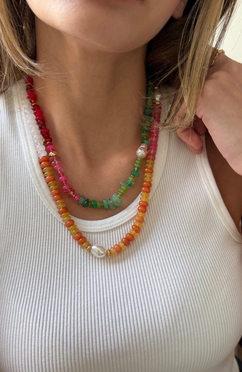 BaubleBar Harper Semiprecious Stone Layered Necklace, Alternate, color, White Multi