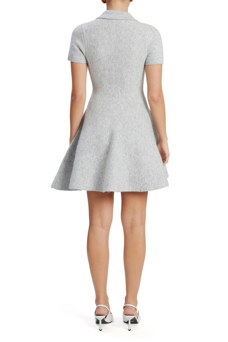 Lexter Fit & Flare Polo Sweater Minidress, Alternate, color, DOVE GREY