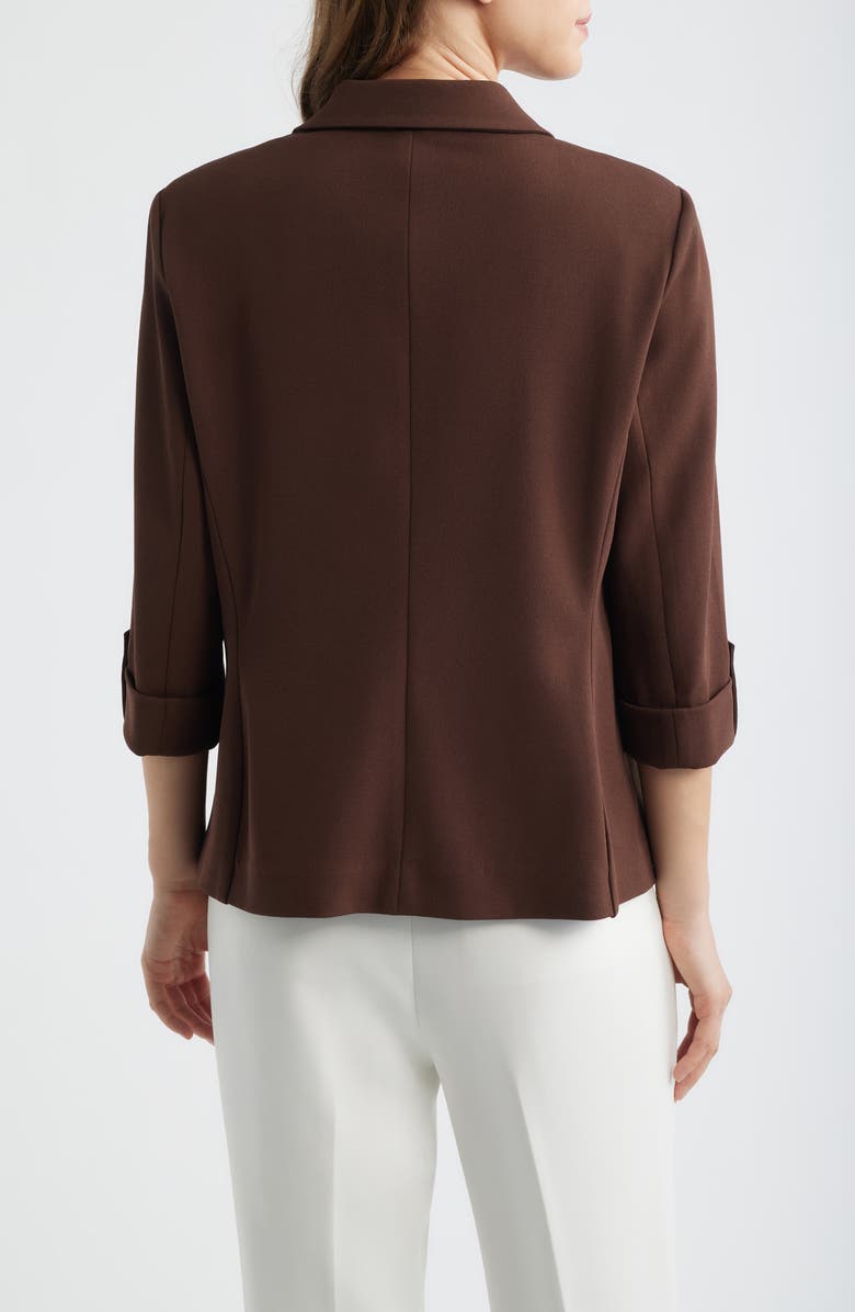 AK ANNE KLEIN Roll-Tab Sleeve Jacket, Alternate, color, Dark Chocolate