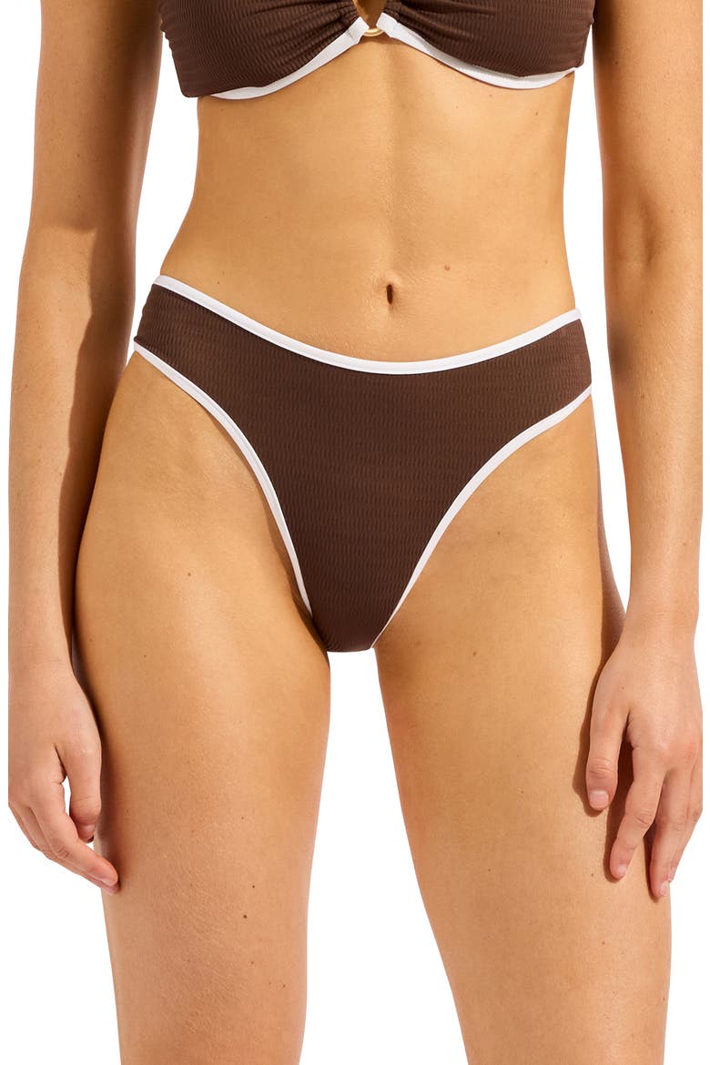 Beach Bound High Cut Bikini Bottoms, Main, color, DARK CHOCOLATE