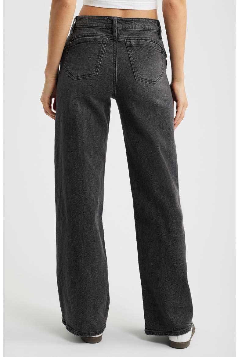 Bella Seam Detail Wide Leg Jeans, Alternate, color, WASHED BLACK